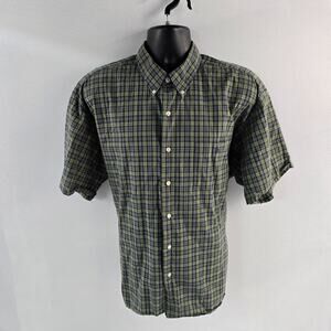Ralph Lauren Greggor Mens XXL Button-Up Shirt Green Blue Plaid Short Sleeve 6011